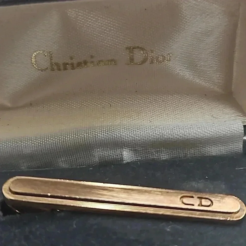 Christian Dior Rose Gold Tone Tie Bar with box
